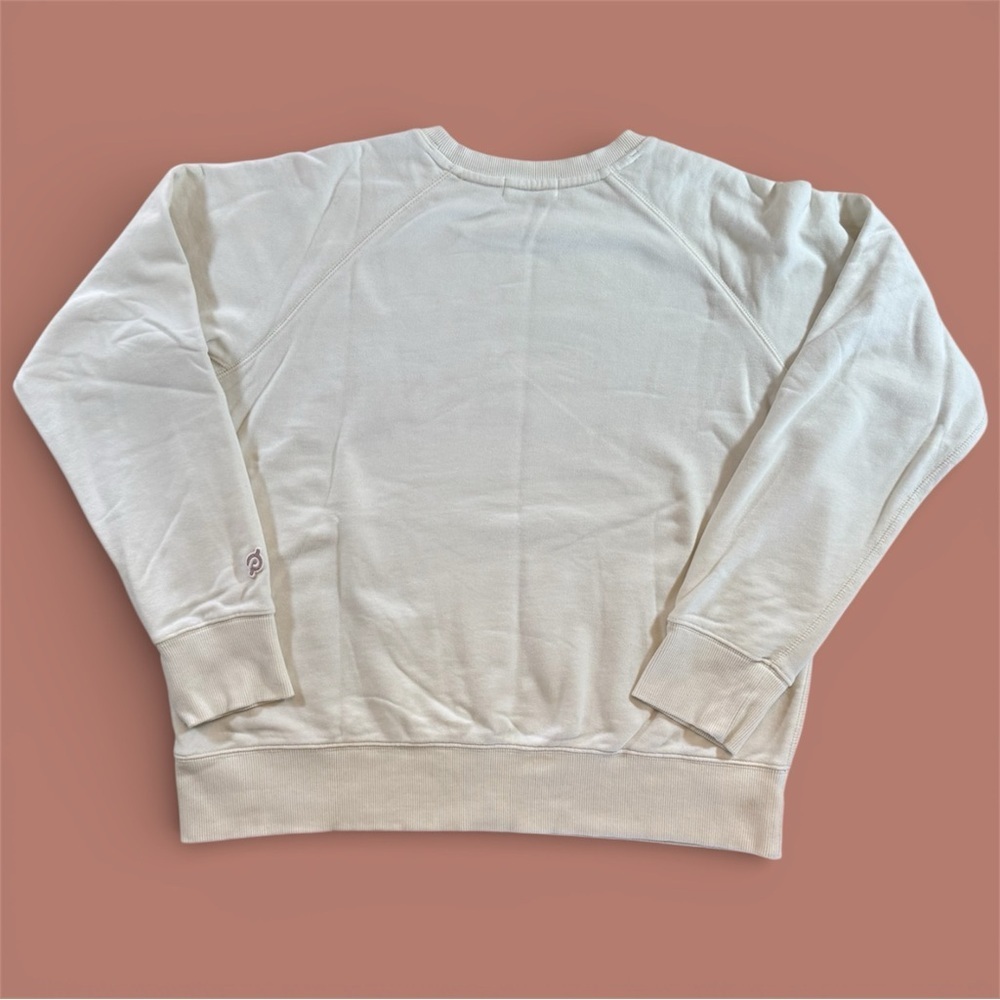 Peloton Women’s Cream Ivory Crewneck Sweatshirt Embroidered Orange Logo Large - Picture 5 of 5
